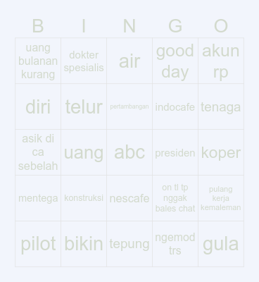 Jaki Bingo Card