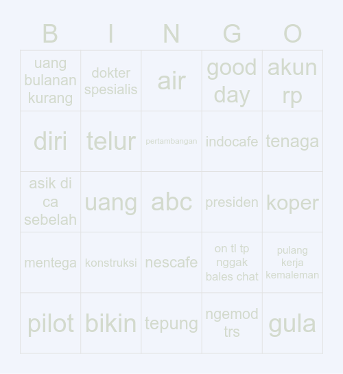 Jaki Bingo Card