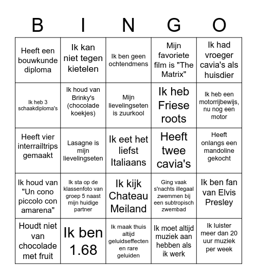 Human Bingo Card