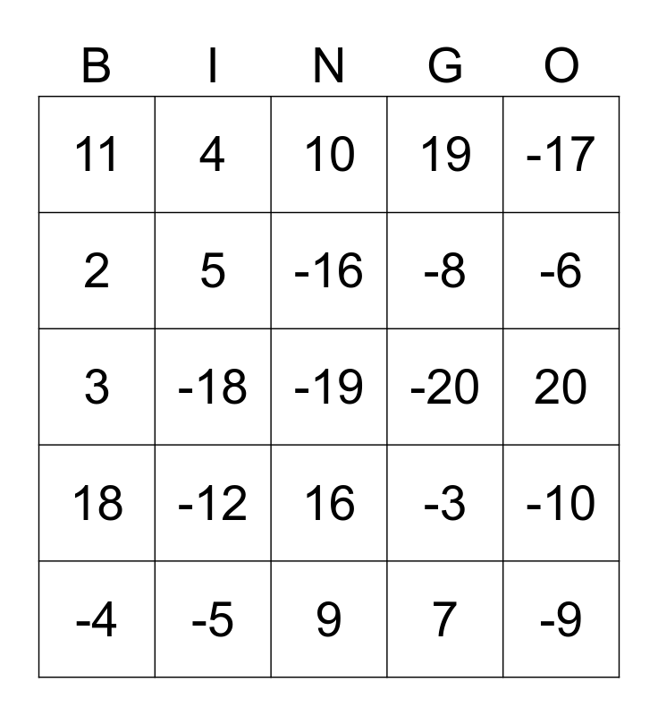 positive-and-negative-integers-bingo-card