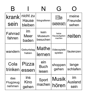 Ferien-Bingo Card