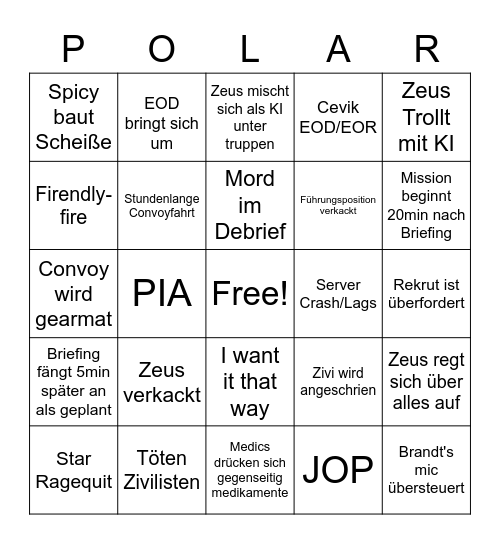 Missions Bingo Card