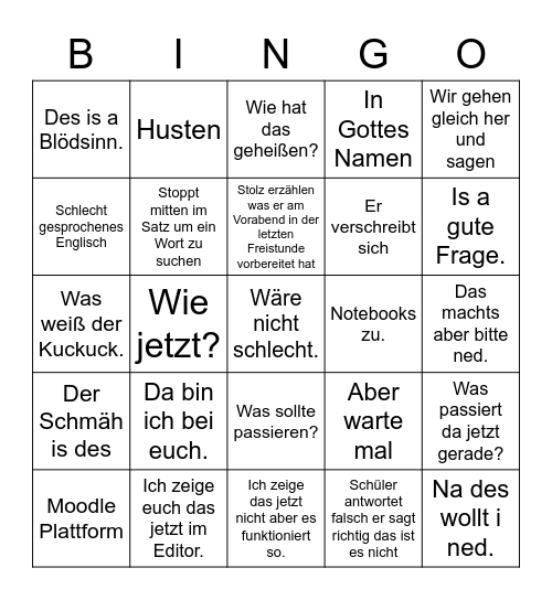 Trummer Bingo Card
