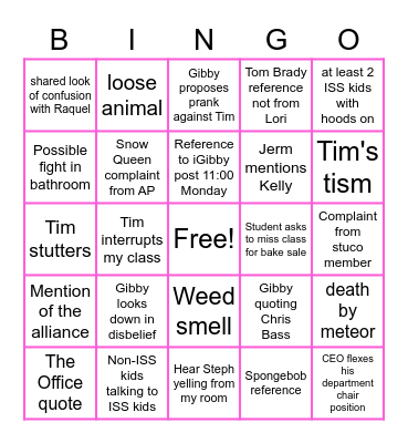 Lori's Bingo Card