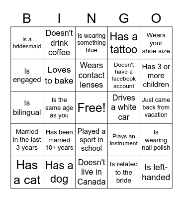 Find the Guest! Bingo Card