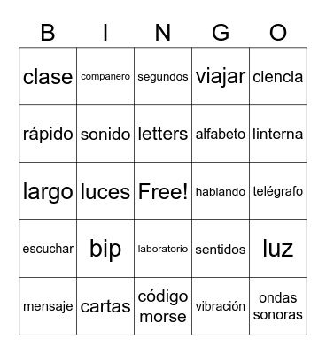 comunicación/ sonido Bingo Card