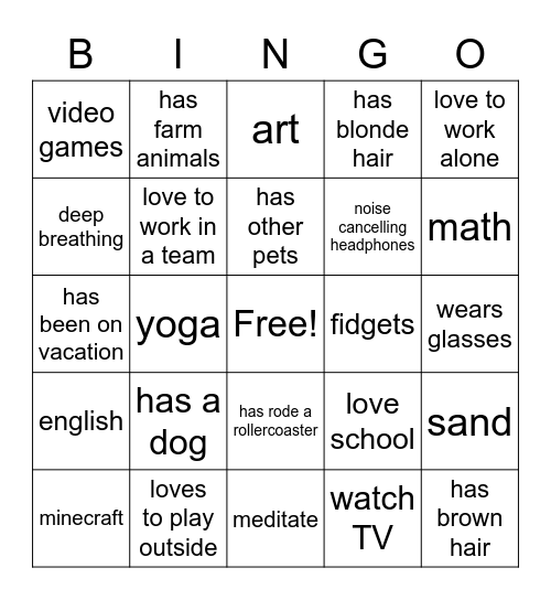 Get to Know You BINGO Card