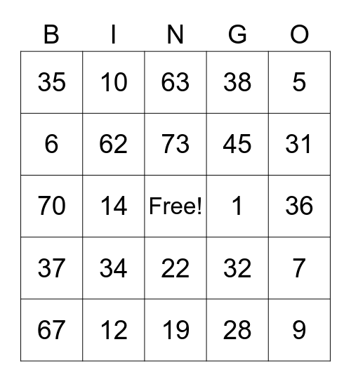 1st Grade Math Bingo - Addition Bingo Card