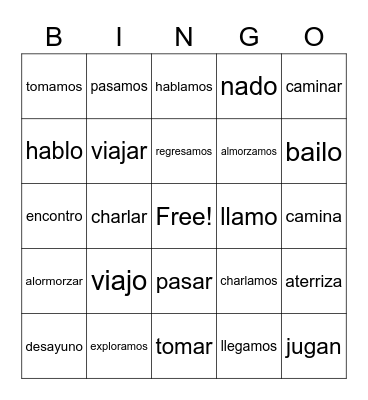 spanish bingo Card