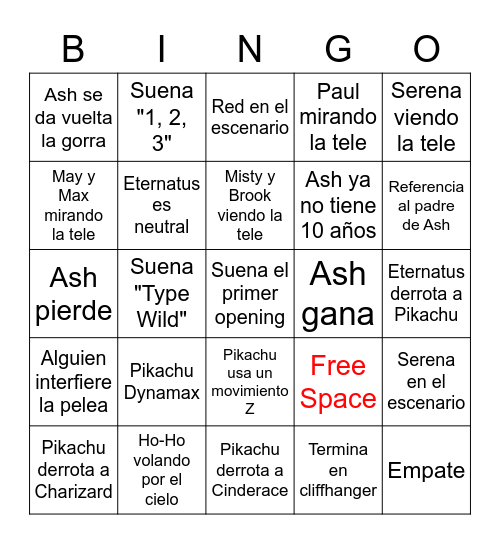 ASH VS LEON Bingo Card