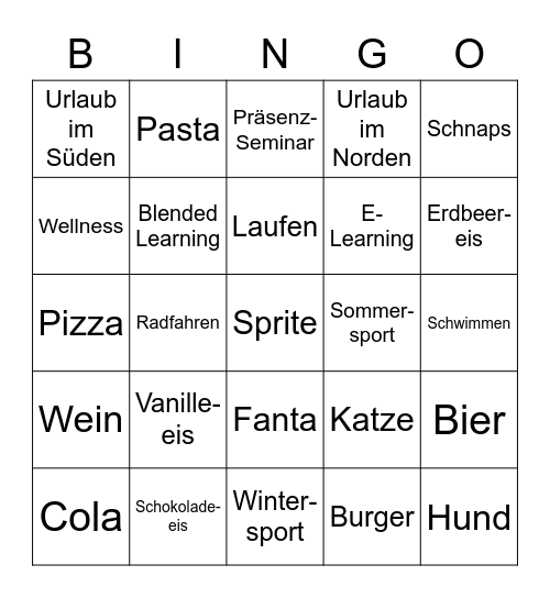 Kennenlern-Bingo Card