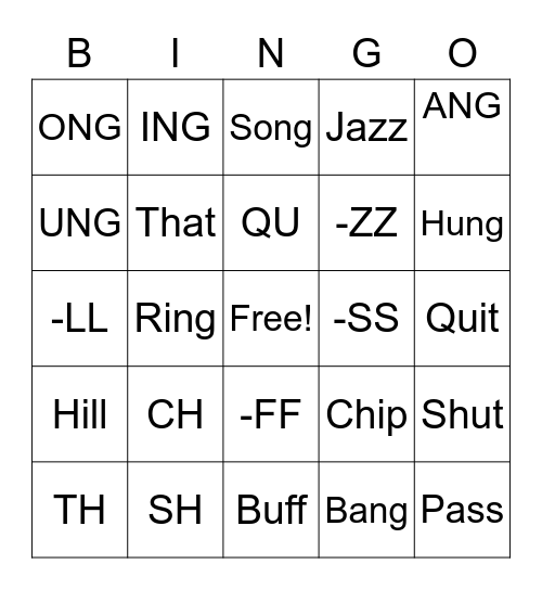 Our Sounds! Bingo Card