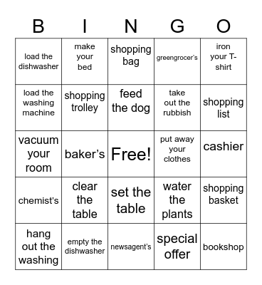 Unit 1&2 Bingo Card