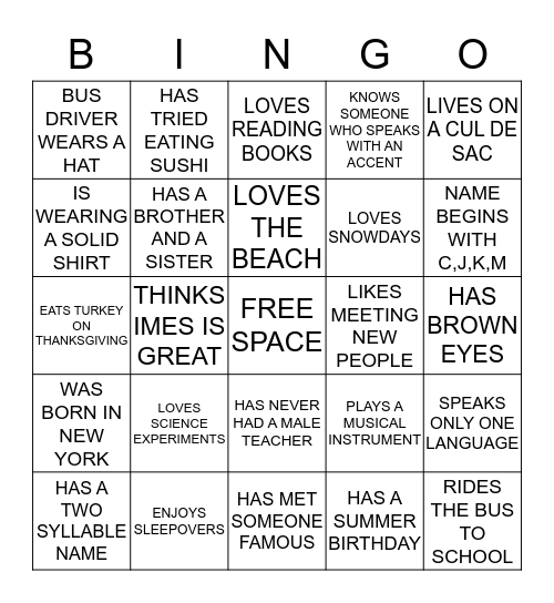 IMES MIX IT UP DAY-2015 Bingo Card