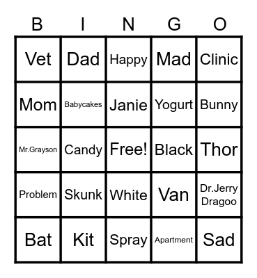 A Boy Called Bat Bingo Card