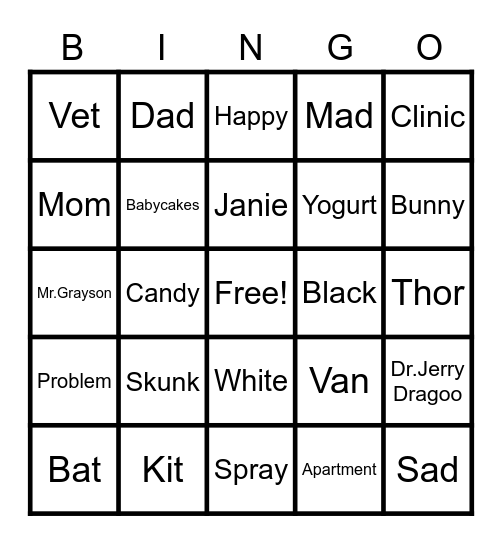 A Boy Called Bat Bingo Card