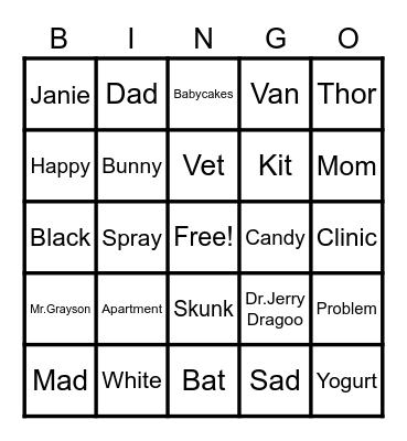 A Boy Called Bat Bingo Card