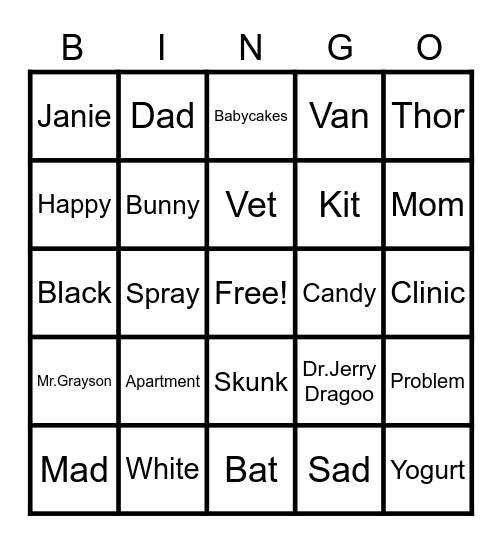 A Boy Called Bat Bingo Card