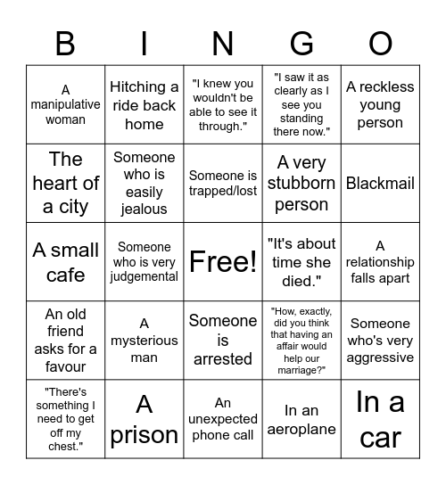 Story generator bingo Card
