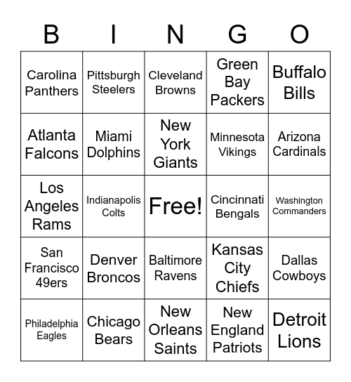 Football Bingo Card