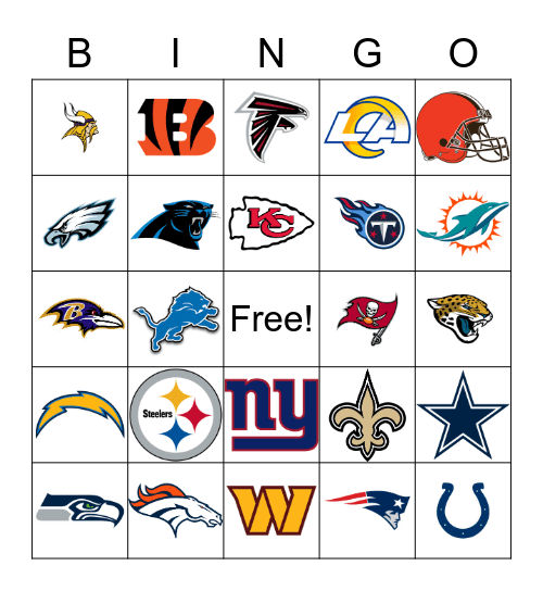 Football Team Bingo Card