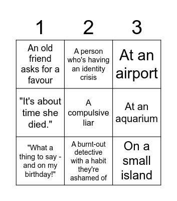 Plot Generator Bingo Card