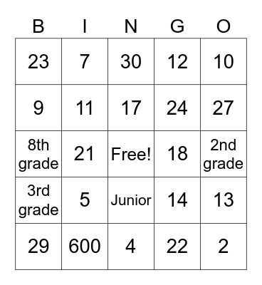 ASL 10/17 Vocab Bingo Card