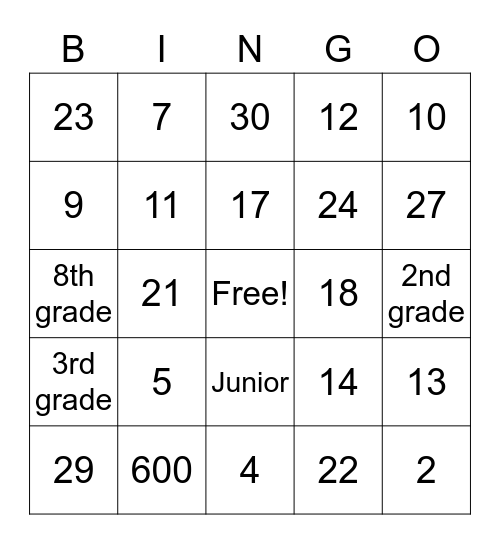 ASL 10/17 Vocab Bingo Card