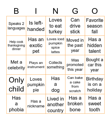 Thanksgiving Bingo Card