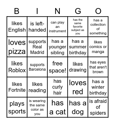 Find someone who... Bingo Card