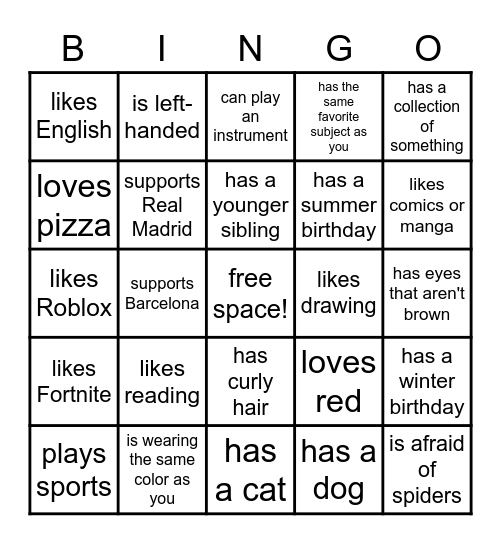 Find someone who... Bingo Card