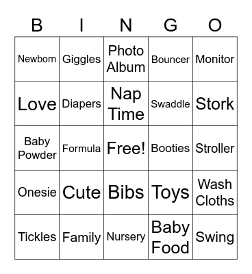 Baby Bingo Card