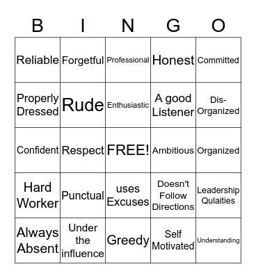 Dream Team Bingo!  Bingo Card