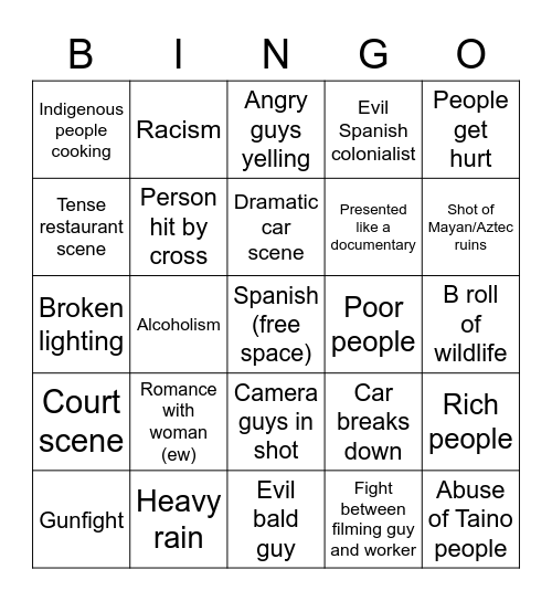 this movie bingo Card