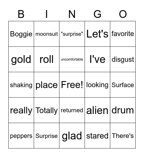 Moonstuck Bingo Card
