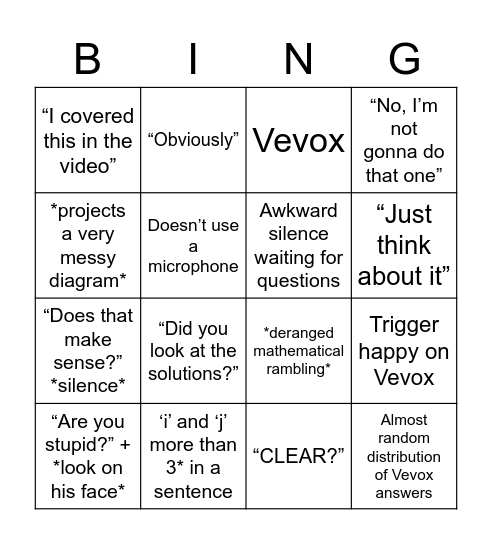 Robert Mercas Bingo Card