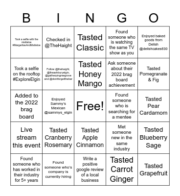 Margaritas and Mistletoe 2022 Bingo Card