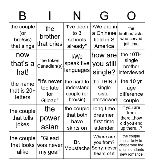 Gilead Bingo Card