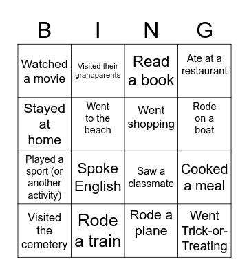 Find someone who... Bingo Card