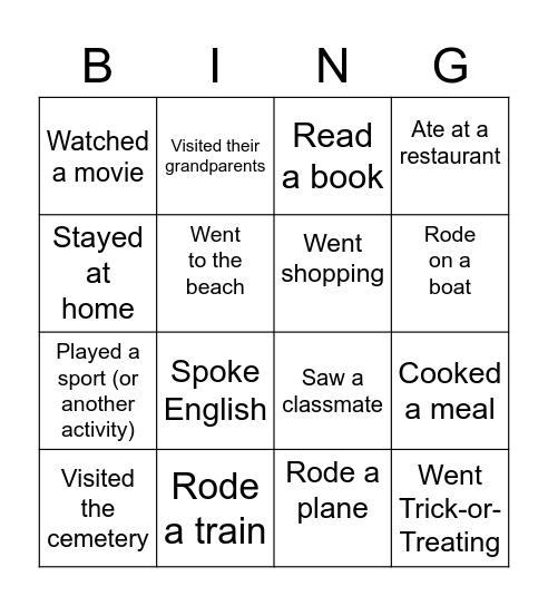 Find someone who... Bingo Card