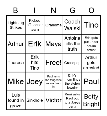 Tangerine Bingo Card