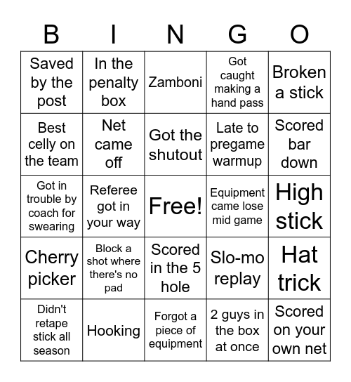 HOCKEY BINGO Card