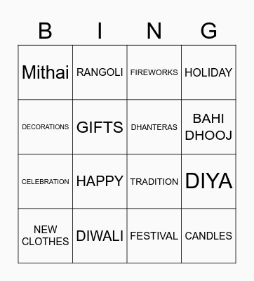 DIWALI BINGO Card