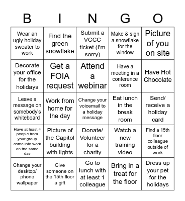 DEQ December BINGO Card