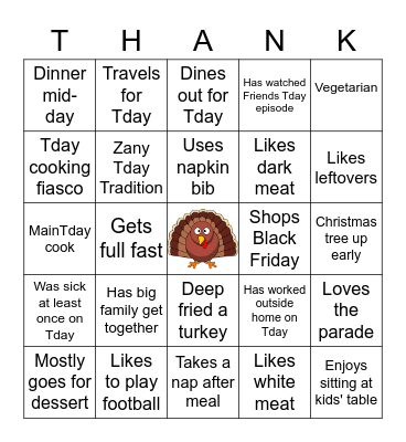 THANKSGIVING BINGO Card