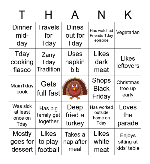 THANKSGIVING BINGO Card