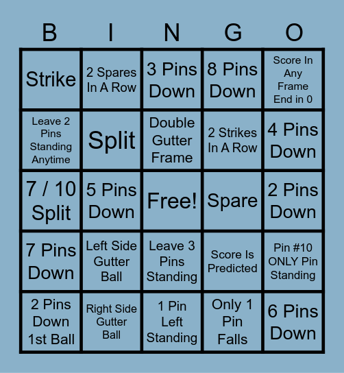 Gil's Bingo Bowling Bingo Card