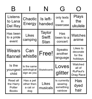 GSA BINGO Card