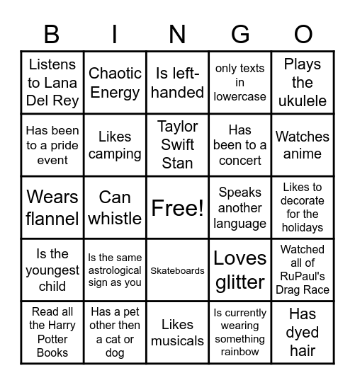 GSA BINGO Card