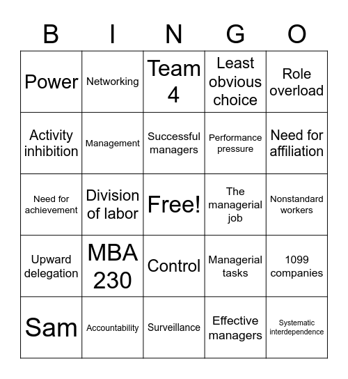 Chapter 2 Bingo Card